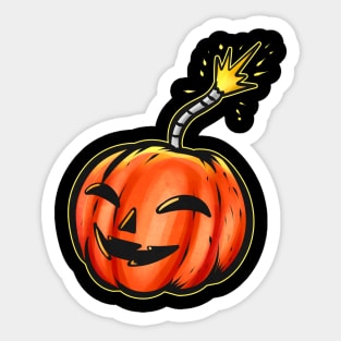 Scary Pumpkin Bomb With Ignited Fuse Halloween Sticker